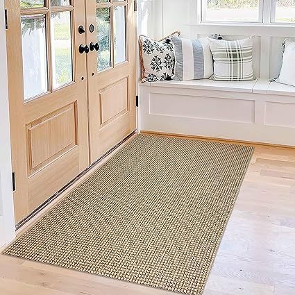 Amazon.com: KOZYFLY Boho Rugs 3x5 ft Washable Front Door Area Rug Indoor Non Slip Kitchen Area Rug Jute Natural Front Porch Mat Cotton Throw Carpet for Entryway Bathroom Living Room Laundry Room Bedroom : Home & Kitchen Entryway Rug Ideas, Front Porch Mat, Rugs For Entryway, Boho Entryway, Porch Mat, Kitchen Area Rugs, Boho Rugs, Cozy Rugs, Entryway Bathroom