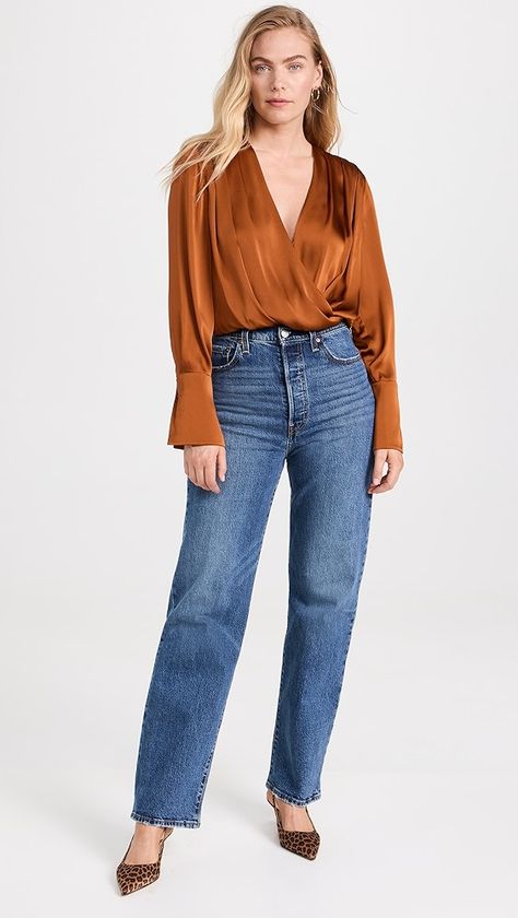 Levi's Ribcage Full Length Jeans | Shopbop Levi Outfits, Levi's Ribcage, Levis Outfit, Full Length Jeans, American Workwear, Levis Ribcage, Pleated Neckline, Ideas De Outfits, Favorite Daughter