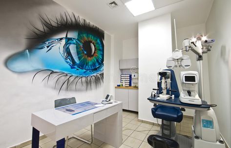 Photo about Modern optometrist diopter, electronic device with optic sensors. Interior of an optometrist office. Image of computer, modern, dopter - 95311514 Optometrist Office Decor, Eye Hospital Interior Design, Ophthalmology Clinic Design, Eye Clinic Interior Design, Optical Shop Interior Design, Eyewear Shop Design, Optometrist Office, Doctor Office Design, Eyewear Store Design