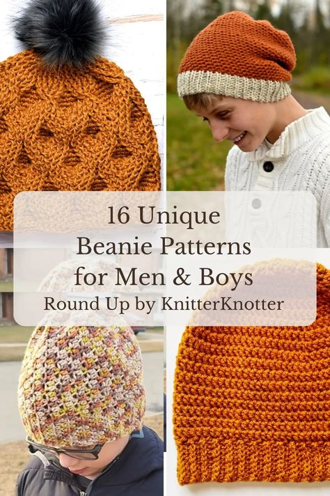 16 Men’s Crochet Beanie Patterns to Keep Him Cozy - KnitterKnotter Mens Beanie Crochet Pattern, Crochet Mens Hat Pattern, Crochet Gift Patterns, Crochet Hat Pattern Free, Free Crochet Beanie Pattern, Mens Hat Pattern, Crochet Beanie Hat Free Pattern, Free Crochet Hat Pattern, Mens Crochet Beanie