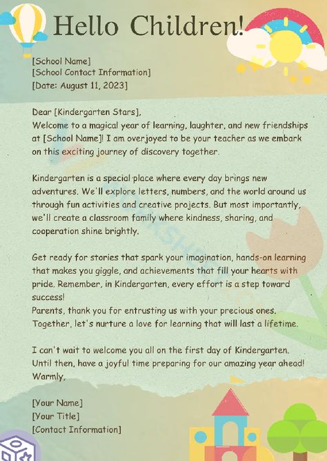 Get ready for an exciting new adventure as we kick off the school year with our back to school letter! Teacher also can take this sample letter to send your student to welcome back to them. Check it out! #backtoschool #letters #letterfromteacher #teacher #sample #welcomeback #greettings #students #pdfs #printable #worksheets Letter Greetings, Letter To Students, Special Letters, Letter Worksheets, Welcome Back To School, New Friendship, Letter F, New Adventure, Hands On Learning