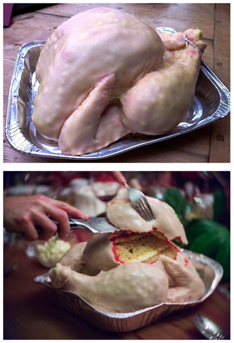 "Turkey" cake - I don't think I could actually eat this... it looks too real Turkey Cake, Chef Cake, Chicken Cake, Realistic Cakes, Thanksgiving Cakes, Turkey Chicken, Crazy Cakes, Unique Birthday, Unique Cakes