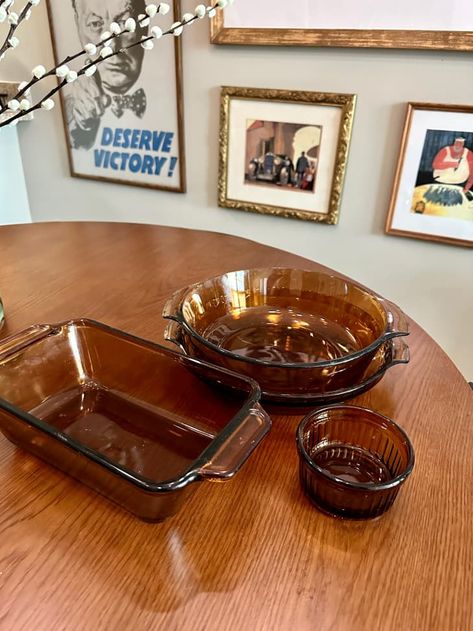 Vintage Amber Glassware, Thrifted Dishware, Thrifted Dinnerware, Thrifted Kitchenware, Amber Dinnerware, Thrifted Dishes, Thrifted Glassware, Thrifted Kitchen, Amber Decor