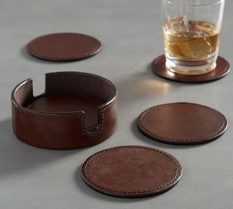 Saddle Leather Drink Coasters Easter Entertaining, Bar Coasters, Wine Coasters, Leather Coasters, Chocolate Leather, Bar Room, Cup Coaster, Spoil Yourself, Saddle Leather