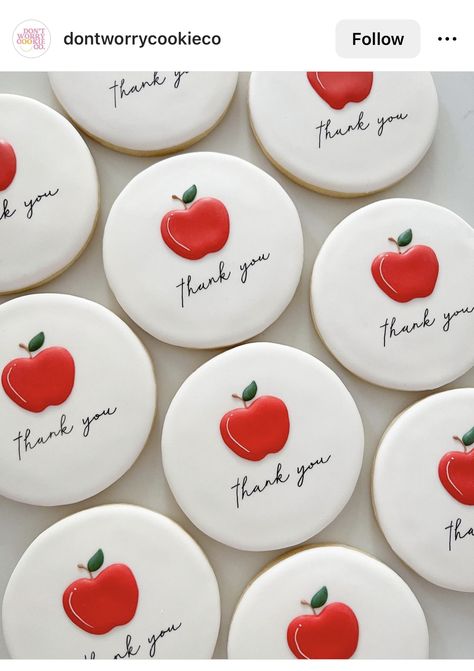 Teacher Themed Cookies, Teacher Sugar Cookies Gift Ideas, Teachers Appreciation Cookies, Thank You Cookies For Teachers, Teacher Thank You Cookies, Back To School Cookies For Teachers, Teacher Appreciation Decorated Cookies, Teacher Appreciation Desserts, Teacher Appreciation Cookies Decorated