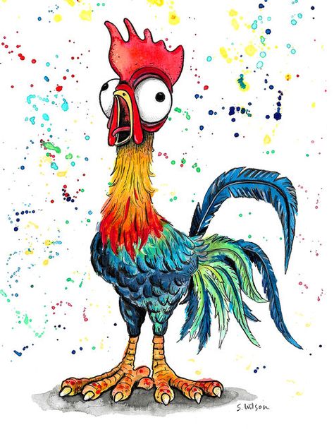 Funny Chicken Illustration, Whimsical Chicken Art, Yard Chickens, Farm Animal Paintings, Chicken Drawing, Chicken Pictures, Rooster Painting, Chicken Signs, Wilson Art