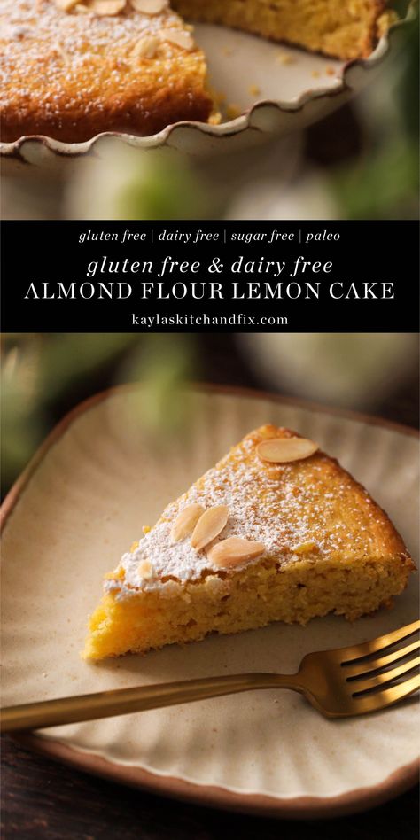 This Almond Flour Lemon Cake is surprisingly easy and healthy and is made with just 5 simple ingredients. It can be made to be free from sugar and is naturally free from gluten and dairy, so it’s the perfect warm weather dessert to serve at any gathering. Almond Flour Lemon Desserts, Lemon Almond Flour Cake, Almond Flour Lemon Cake, Almond Flour Cakes, Group Food, Refined Sugar Free Recipes, Baking With Almond Flour, Grain Free Recipes, Sweet Delights