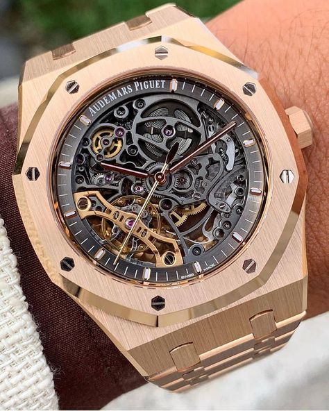 Julian Osula. on Instagram: “Audemars Piguet Royal Oak Skeleton in 41mm Rose Gold Case 🔥  Via @dailywatch Photo by @watchmdiamond #JuliansLuxury” Audemars Piguet Skeleton, Audemars Piguet Rose Gold, Audemars Piguet Men, Rose Gold Case, Audemars Piguet Royal Oak, Royal Oak, Gold Case, Audemars Piguet, Skeleton Watch