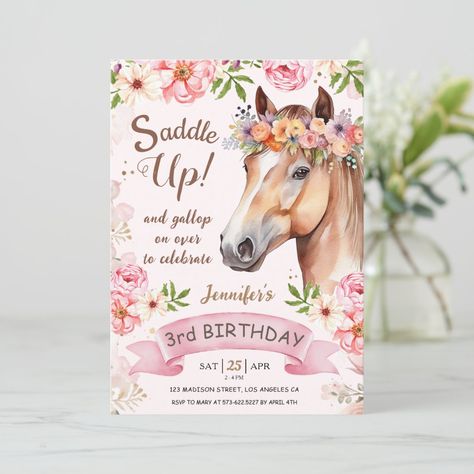 Cowgirl Invitations, 6th Birthday Girls, 10th Birthday Invitation, 5th Birthday Girls, Farm Animals Birthday, Animals Birthday Party, 46th Birthday, Horse Birthday Parties, Farm Animals Birthday Party