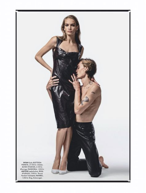 Nina Marker Boyfriend ELLE Denmark 2019 Cover Fashion Editorial Anton Thiemke, Fashion Editorial Couple, Male Reference, Couples Modeling, Super Models, Fashion Model Poses, Multicolor Dress, Fashion Couple, Couple Shoot