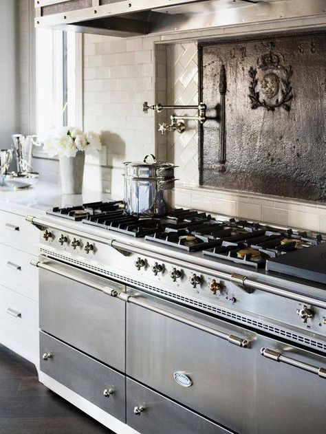 Kitchen Envy...the fabulous French Lacanche Range!  Love the fire back too