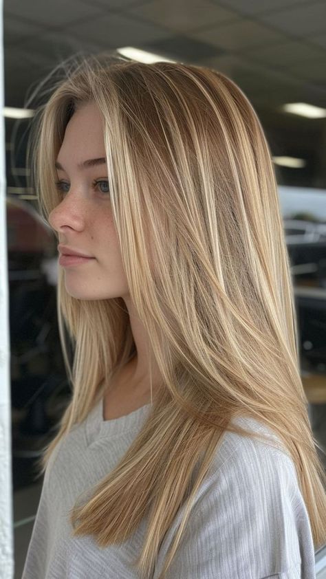 Elevate your style with the warm allure of Honey Blonde Foil Highlights! These rich and vibrant accents infuse your hair with a sunlit glow, perfect for embracing the beauty of every season. Explore more stunning hair ideas on our Pinterest board and let your locks radiate with confidence! #honeyblonde #foilhighlights #hairinspo #gorgeouslocks #hairtransformation Fade To Blonde Hair, Honey Blonde Hair Layers, Honey Blonde Hair With Blonde Highlights, Highlights On Honey Blonde Hair, Honey Blonde With Blonde Highlights, Blonde Hair With Coloured Highlights, Honey Blonde Layered Hair, Hair Dye Blonde Highlights, Warm Blonde Hair Highlights