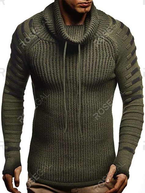 Raglan Sleeve Finger Hole Contrast Color Cowl Neck Sweater , #sponsored, #Finger, #Hole, #Raglan, #Sleeve, #Contrast #affiliate Elegant Men Style, Mens Tops Fashion, Shawl Collar Sweater, Cheap Mens Fashion, Fashion Top Outfits, Cable Knit Turtleneck Sweater, Slim Sweater, Pleated Sleeves, Mens Fashion Urban