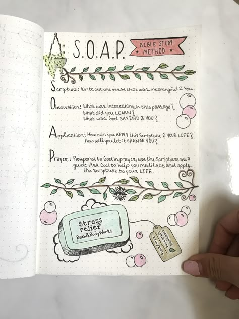 SOAP is a great Bible study method. S-cripture: write out one verse that was meaningful to you. O-bservation:What was interesting in this passage? What did you Learn? What was God saying to you? A-pplication: How can you apply this scripture to your life? How will you let it change you? P-rayer: Respond to God in prayer, use the Scripture as a guide. Ask God to help you meditate and apply the Scripture to your Life. 🛁❤️ How To Scripture Journal, Bible Meditation Study Methods, Sunshine Bible Study Method, Bible Study Scrapbooking, This Bible Belongs To Page, How To Write A Devotional, What To Write In A Bible As A Gift, 14days Challenge, Soap Bible Study Method Example