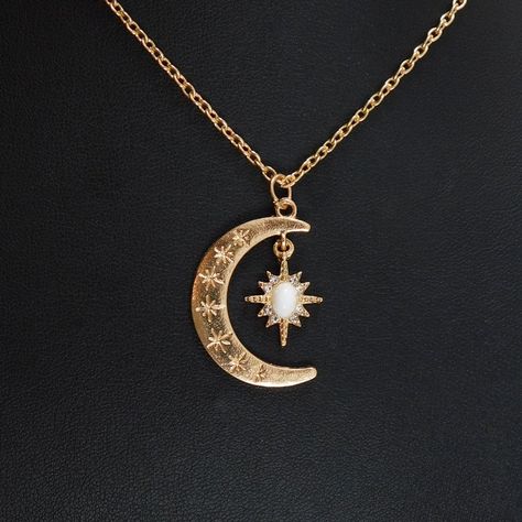 Gold moon necklace