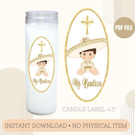 Charro Baptism Centerpieces, Charro Theme Bautizo, Charro Baptism, Charro Theme, Baptism Candle Favors, Candle Favor, Baptism Centerpieces, Baptism Candle, Favor Labels