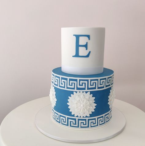 Greek Theme Cake, Greek Themed Birthday Cake, Greek Themed Cake, Greek Themed 50th Birthday, Greek Style Cake Design, Greek Birthday Cake, Greek Cake Design, Greek Party Decorations, 38 Birthday