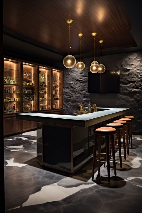 60+ Jaw-Dropping Dream Basements to Inspire Your Decor - Days Inspired Basement Bar Modern, Basement Lounge, House Flipper, Dream Basement, House Flippers, Modern Basement, Wine Tasting Room, Basement Bar, Tasting Room