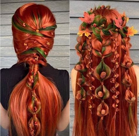 Modern Mohawk, Red And Green Hair, Mohawk Hairstyles, Fantasy Hair, Hair Dye Colors, Orange Hair, Left Or Right, Green Hair, Gorgeous Hair