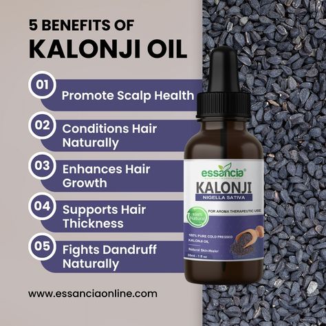 ❤️Kalonji Carrier Oil🥰 💥BENEFITS💥 🌟 Promotes Scalp Health 🌟 Enhances Hair Growth 🌟 Conditions Hair Naturally 🌟 Adds Shine To Hair 🌟 Supports Hair Thickness 🌟 Fights Dandruff Naturally 😊 SHOP NOW: www.essanciaonline.com #EssentialOils #NaturalBeautyProducts #Aromatherapy #HealthySkinHealthyPlanet #PureOils #MadeInIndia #SustainableLiving #reels #reelsvideos #reeltoreel #reelviral #reelexplore #reeltrending #ʀᴇᴇʟsɪɴsᴛᴀɢʀᴀᴍ Carrier Oil Benefits, Kalonji Oil, Hair Thickness, Carrier Oil, Scalp Health, Oil Benefits, Carrier Oils, Dandruff, Hair Conditioner