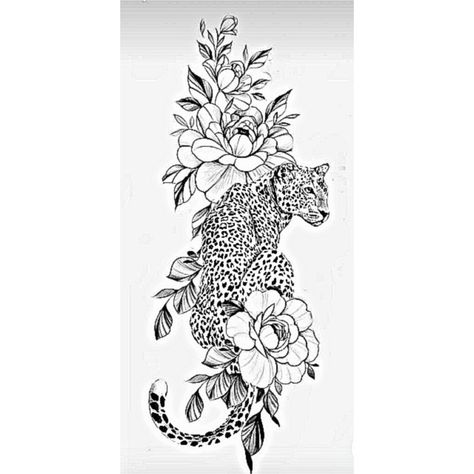 Leopard Print Floral Tattoo, Animal And Flower Tattoo, Japanese Hand Tattoos, Plant Tattoos, Cute Thigh Tattoos, Leopard Flower, Orchid Tattoo, Plant Tattoo, Cute Little Tattoos