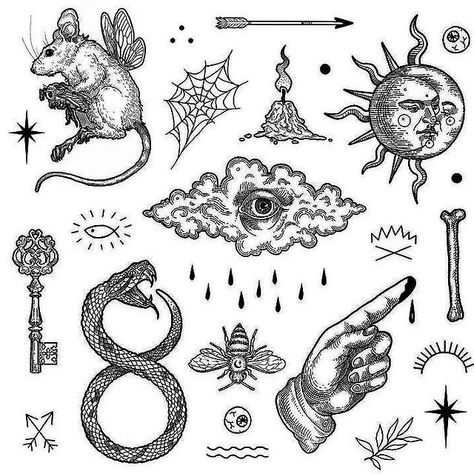 Medieval Tattoo, Tarot Tattoo, Dot Tattoos, Witch Tattoo, Tattoo Flash Sheet, Spooky Tattoos, Gothic Tattoo, Tattoo Portfolio, Dot Work Tattoo