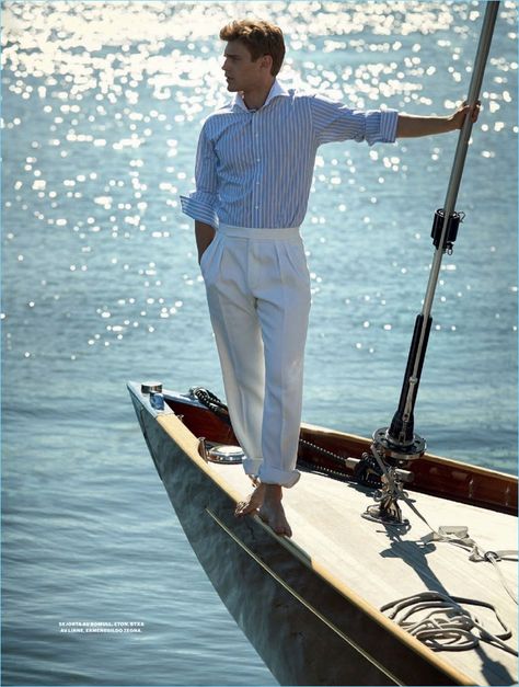 Bo Develius Couples Up with Justine Geneau for Plaza Cover Shoot Office Old Money, Bo Develius, Yacht Outfit, Sailing Aesthetic, Sailing Fashion, Yacht Fashion, Old Money Fashion, Money Men, Money Fashion