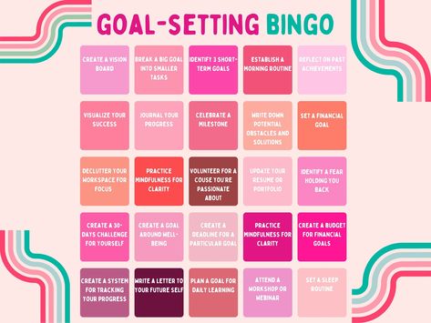 Printable Goal-Setting bingo cards,Printable, Mental Health, Mindfulness, Wellness, Self Love Activities, Therapy Games, Instant Download Love Activities, Camping Bingo, Bingo Books, Road Trip Bingo, Summer Bingo, Free Printable Bingo Cards, Bingo Games For Kids, Bingo Online, Free Bingo Cards