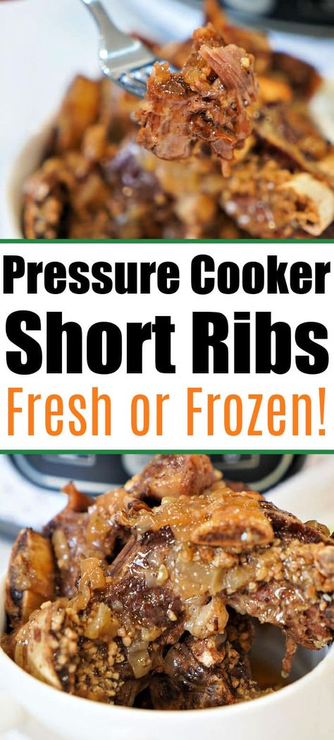 How to make fresh or frozen pressure cooker short ribs in your Instant Pot or Ninja Foodi! Tender with an amazing sauce you'll love. Pressure Cooker Short Ribs, Pork Short Ribs, Pressure Cooker Ribs, Boneless Beef Ribs, Bbq Beef Short Ribs, Cooking Short Ribs, Timeout Corner, Best Pressure Cooker Recipes, Foolproof Recipes