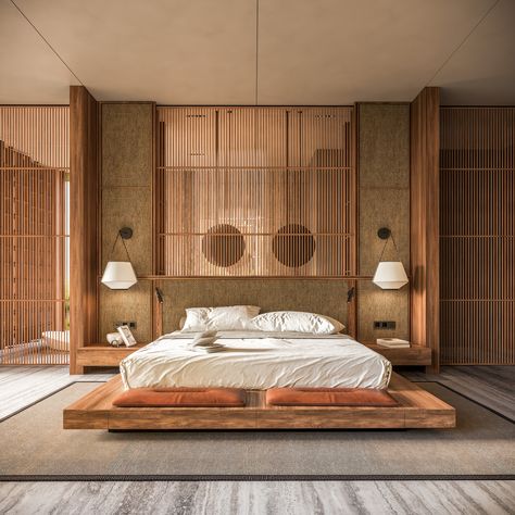 Wood Wall Room, Vietnamese House, Future Environment, Japanese Bedroom Design, Japanese Style Bedroom, Japanese Bedroom, Zen Interiors, Japandi Interiors, Bedroom Stuff