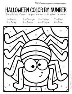 Spider Color by Number Halloween Preschool Worksheets Spider Art Projects For Kids, Spider Activities For Preschool, Halloween Color By Number, Color By Number Printable, Halloween Kindergarten, Halloween Worksheets, Halloween Color, Halloween Preschool, Halloween Math