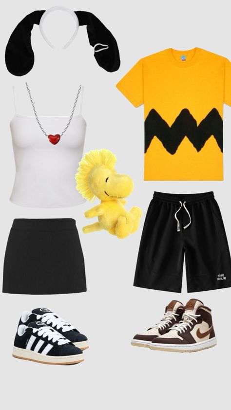 snoopy and charlie brown couples costume #snoopy #charliebrown #halloween #costume #halloweencostume #couple #couplegoals #couplescostume 2 Person Costumes, College Couple Costumes, Charlie Brown Halloween Costumes, Brown Couples, Snoopy Costume, Charlie Brown Costume, College Costumes, Snoopy And Charlie Brown, Cute Group Halloween Costumes