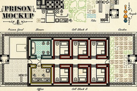 Awesome Prison Architect mock-up Prison Architect Layout, Prison Layout, House Design Bloxburg, Prison Architect, Bloxburg House Design, Prison Art, Prison Cell, Sims 4 Cc And Mods, Maze Game