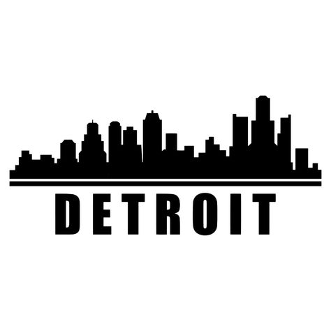 Detroit Skyline Illustrated On White Background Detroit Skyline Silhouette, Detroit Skyline Tattoo, Detroit Tattoo Ideas, Detroit City Skyline, Detroit Tattoo, Detroit Pizza, Skyline Logo, Michigan Detroit, Skyline Tattoo