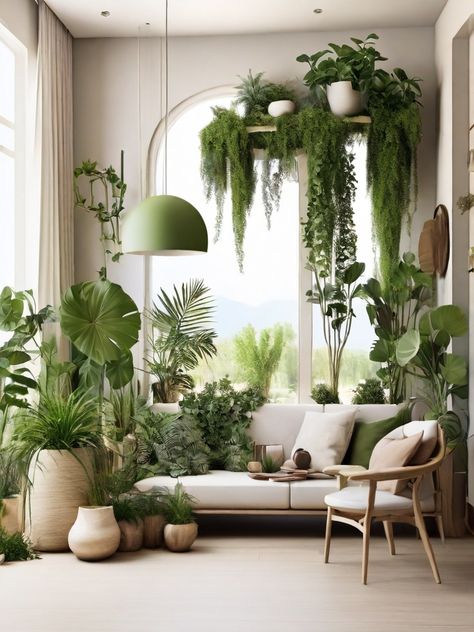 Nature friendly home decor ideas for modern home Green Oasis, Living Room Plants, Room With Plants, Green Interiors, Green Rooms, House Plants Indoor, Design Your Dream House, House Interior Decor, Home Decor Trends