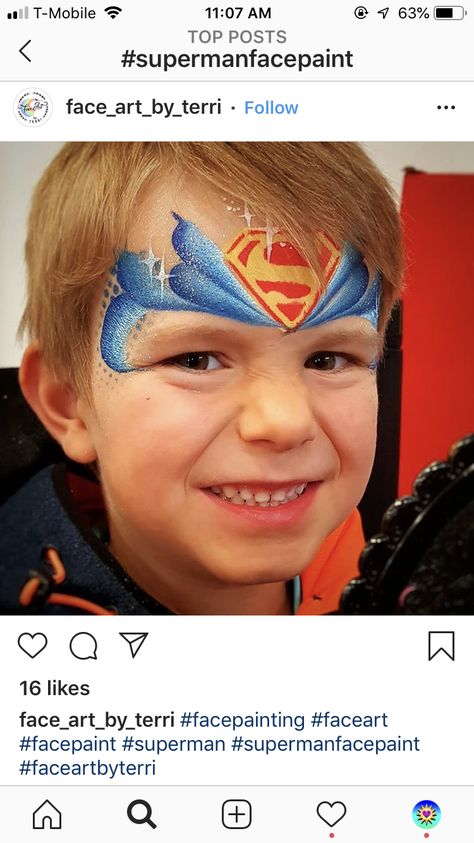 Superman Face Paint, Superman Face Painting, Superhero Face Painting, Facial Painting, Face Painting For Boys, Character Face, Face Painting Easy, Painting Easy, Face Painting Halloween