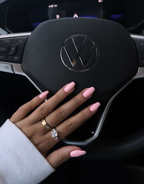 Coffin nails pink nails coffin volkswagen promise ring #promiserings #pinknails #pink #nails #coffinnails #volkswagen Plain Coffin Nails, Baby Pink Nails Coffin, Short Pink Coffin, Plain Pink Nails, Plain Summer Nails, Pink Nails Coffin, Coffin Nails Pink, Coffin Nails Short, Pink Coffin Nails