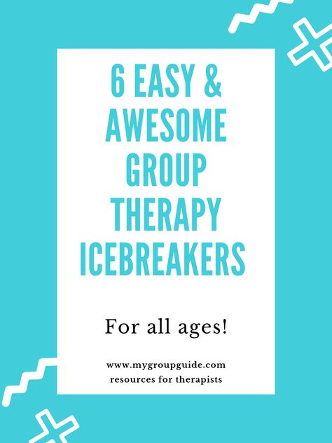 6 easy & awesome group therapy icebreaker activities that work for all ages! For free therapy resources, visit https://www.mygroupguide.com Ice Breakers For Group Therapy, Therapy Ice Breaker Activities, Rapport Building Activities Therapy, Group Counseling Activities, Recreational Therapy, Group Therapy Activities, Counseling Tips, Brain Exercises, Communication Activities