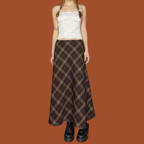 Look what I just found on Depop 🙌 https://depop.app.link/4qMyAqlgNwb Long Plaid Skirt Brown, Plaid Maxi Skirt, Croft & Barrow, Brown Orange, My Sister, On The Side, Maxi Skirt, Plaid, Zipper