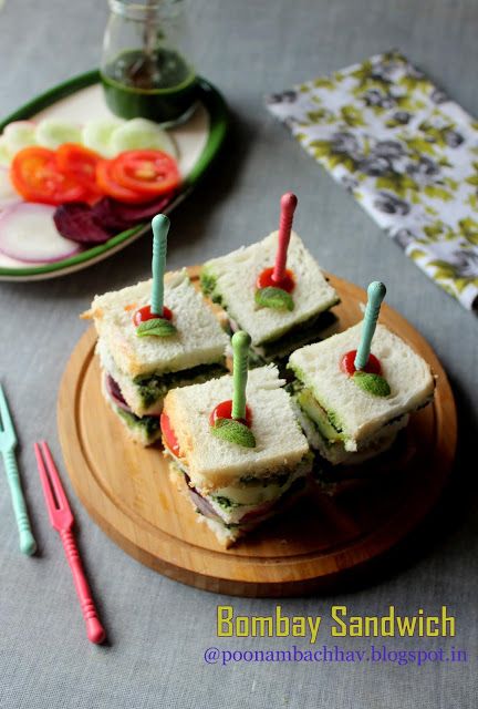 Annapurna: Bombay Sandwich Recipe Bombay Sandwich, Veggie Crackers, Coconut Ladoo, Vegetarian Platter, Vegetarian Sandwich, Easy Summer Meals, Edible Food, Sandwich Recipe, Delicious Vegetarian