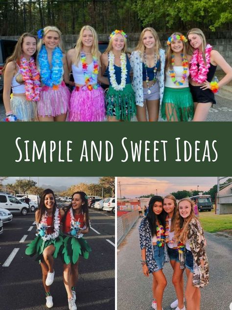 Luau Dance Outfit, Vbs Dress Up Days, Hawaiian Theme Spirit Week, Beach Theme Dress Up For School, Tropical Day At School Outfits, Summer Dress Up Days For School, Destination Day Spirit Week Outfits, Beach Vs Blizzard Spirit Week, Hawaiian Dance Outfit School