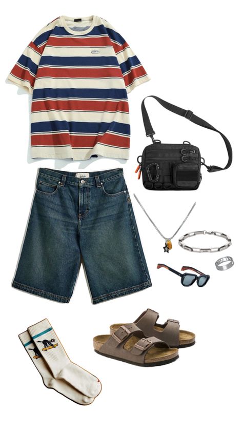 #summeroutfit #summerishere #summer2024 #outfitoftheday #ootd #hotsummer #summerfit 대학생 스타일, Non Binary Outfits, Alt Clothes, Fashion Layout, Outfits Hombre, Outfit Inspo Casual, Guys Clothing Styles, Boys Summer Outfits, Mens Outfit Inspiration