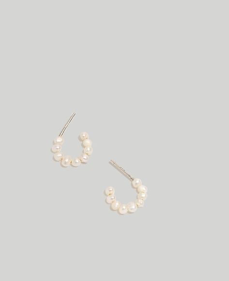 Freshwater Pearl Huggie Hoop Earrings | Madewell String Earrings, Natural Pearl Necklace, Woven Ring, Multiple Piercings, Freshwater Pearl Ring, Pearl Hoop Earrings, Pearl Sterling Silver, Accessories Jewelry Earrings, Huggie Hoop Earrings