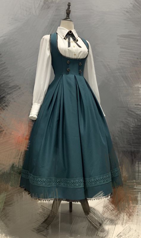 Moluo Lolita -My Academy Memories- Vintage Classic Lolita JSK, Short Jacket and Blouse 1800s Dresses Casual, Victorian Era Outfits, 1800 Dresses, 1800s Dresses, 1800s Clothing, Victorian Era Dresses, Gaun Abad Pertengahan, Colombian Fashion, Victorian Era Fashion