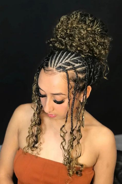 Updo Hairstyles for Black Women Wedding Hairstyles For Colored Hair, Cute Updo With Braids, Black Women Vacation Hair, Quick Braided Hairstyles Updo, Wedding Hairstyles For Braids, Braided Hairstyles Elegant, Goddess Braid Updo, Up Do Cornrow Hairstyles, Unique Braid Hairstyles For Black Women