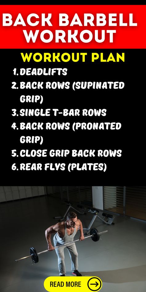 Incorporate a back barbell workout into your crossfit routine for a challenging and dynamic workout. Perfect for men and women, it enhances overall fitness and strength.Engage your core muscles with a back barbell workout designed for women. Ideal for at-home fitness, it targets the abs and lower back, strengthening the core. Back Barbell Workout, Shoulder And Back Workout, Lower Back Strengthening, Crossfit Routines, Back Strengthening, Barbell Exercises, Dynamic Workout, Muscular Back, Exercises For Back