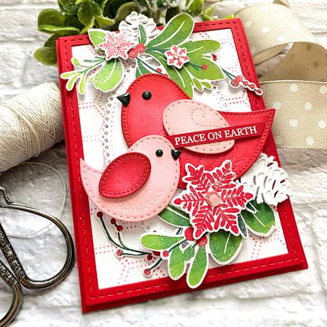 Diy Invitation Card, Snowflake Images, Listen To Christmas Music, Scrapbooking Photo, Pink Bird, Bird Cards, Holly Berries, Papertrey Ink, Christmas Music