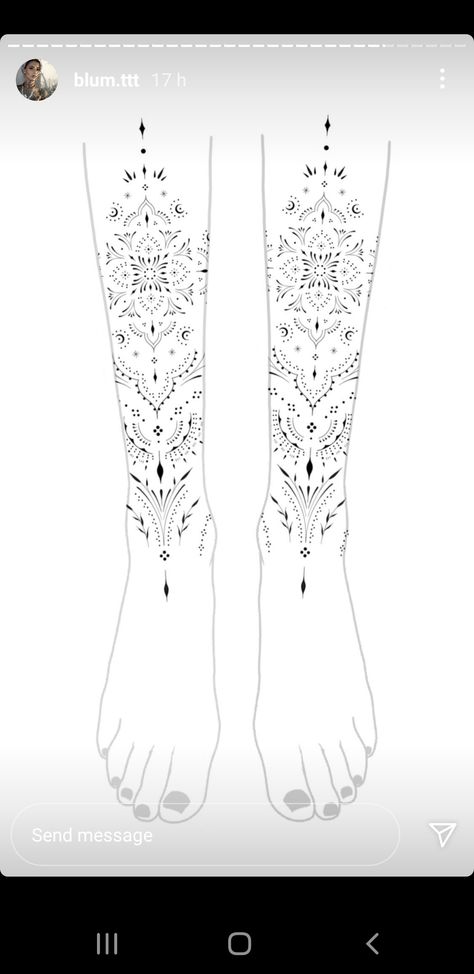 Ankle Tattoo Template, Mandala Ankle Tattoo Design, Mandala Shin Tattoo Design, Ornamental Shin Tattoos For Women, Ornamental Shin Tattoo, Foot Tattoo Stencil, Shin Tattoos For Women Ideas, Ornamental Tattoo Leg, Ornamental Leg Sleeve