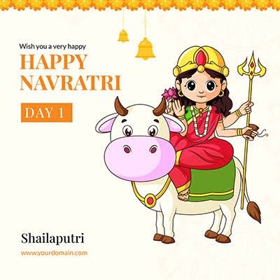 Navratri Day 1 Goddess Shailputri Navratri Mantra, Goddess Shailputri, Navratri Day 1, Navratri Devi, Navratri Devi Images, Nav Durga, Garba Dance, Chaitra Navratri, Devi Images