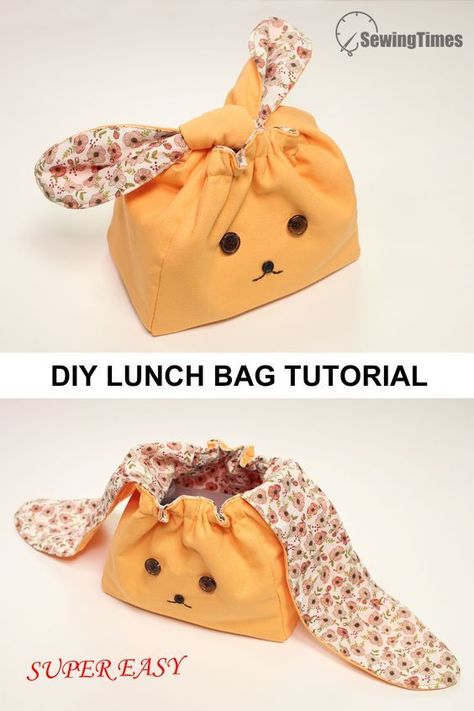 Lunch Bag Tutorials, Lunch Bags Pattern, Diy Lunch Bag, Diy Lunch, Sewing Pattern Shop, Bunny Bags, Lunch Tote Bag, Sac Lunch, Bag Sewing